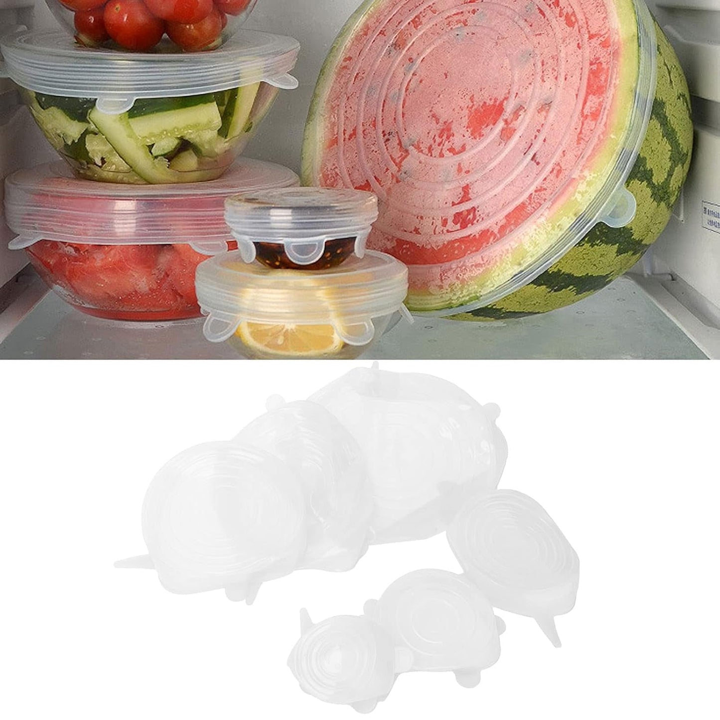 Silicone Food Cover Stretch Lids (6 Pcs Set  62 Gm)