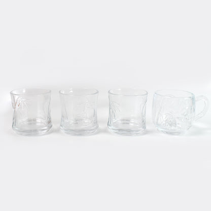 Glass 3 Pc Tumbler  1 Pc Cup Set (4 Pcs Set)