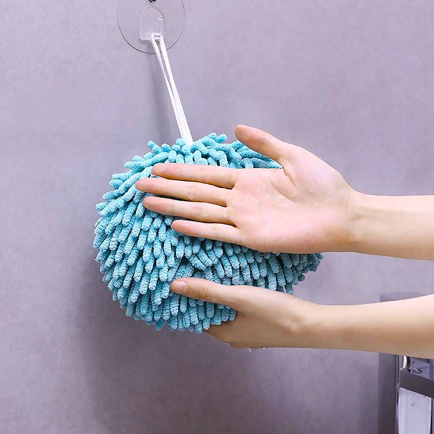 17899 Hand Towels For Bathroom Kitchen Hand Towel Hand Dry Towels Absorbent Soft Hanging Hand Bath Towels Microfiber Plush Chenille Hand Towel Ball Machine Washable Bathroom With Loop (1 Pc)