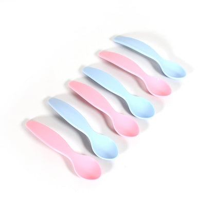 8182 Kids Cute Food Grade Foods Feeding Training Silicone Baby Spoon (Set Of 6 Pcs)