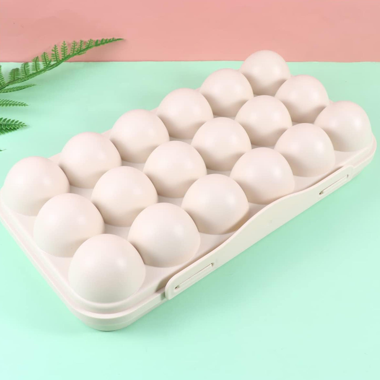 5727 18 Grid Egg Holder Storage Shock-proof Egg Container With Buckle Egg Carrier Egg Tray Egg Shelter Effective Full Seal Egg House Use For Fridge Camping Kitchen