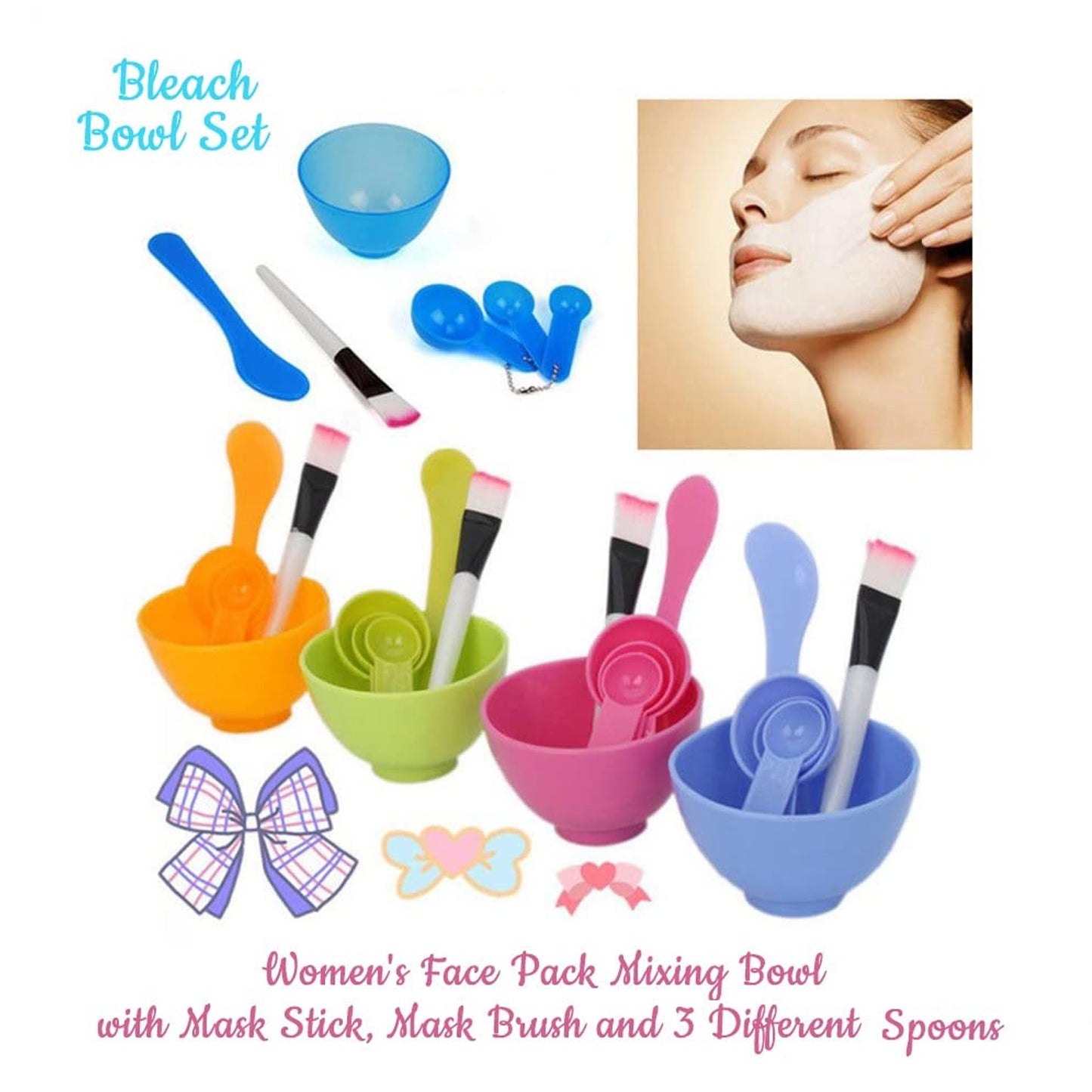 1262 Facial Mask Bowl Set For Girls Use ( 6 Pcs Set )