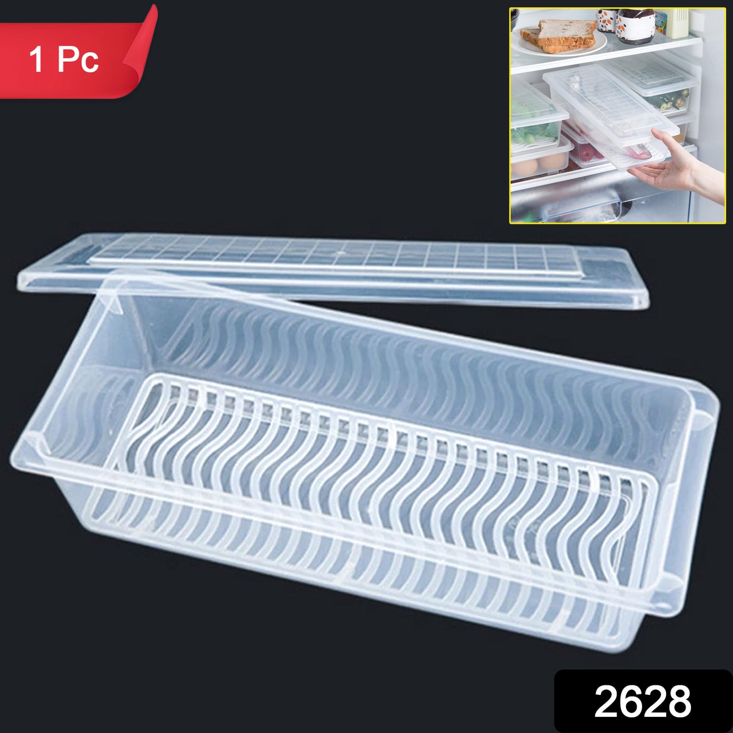 2628 Food Storage Container With Removable Drain Plate And Lid 1500 Ml (Pack Of 1 Pc)