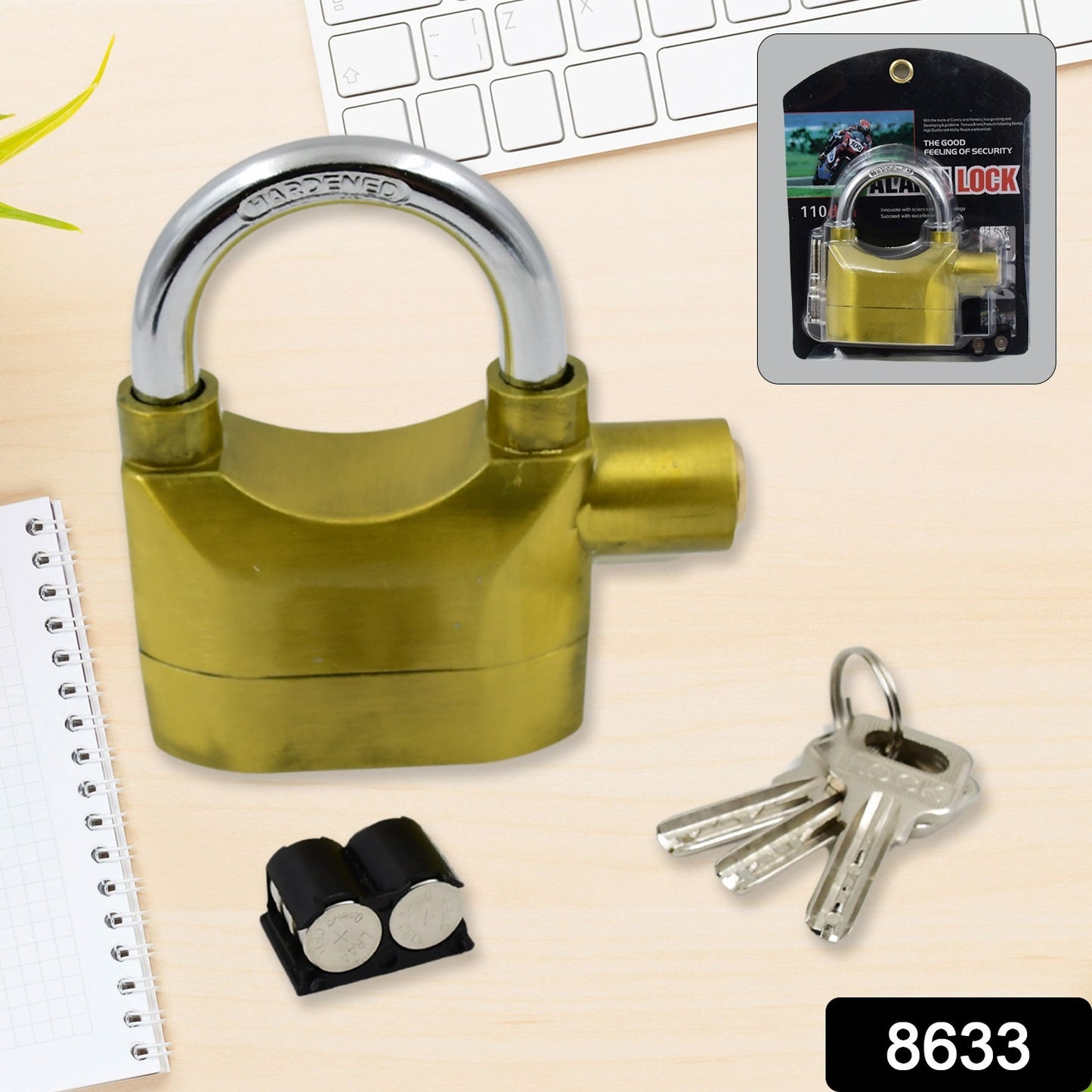 Security Alarm Metallic Lock System With 3 Keys (1 Set  Mix Color)