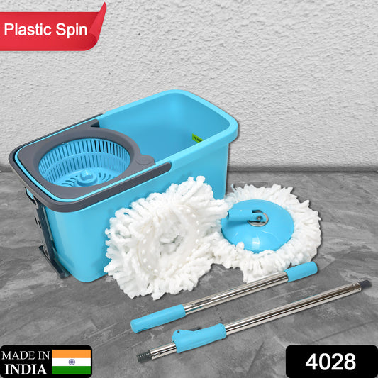 4028 Quick Spin Mop Plastic Spin Bucket Floor Cleaning Easy Wheels  Big Bucket Floor Cleaning Mop With Bucket