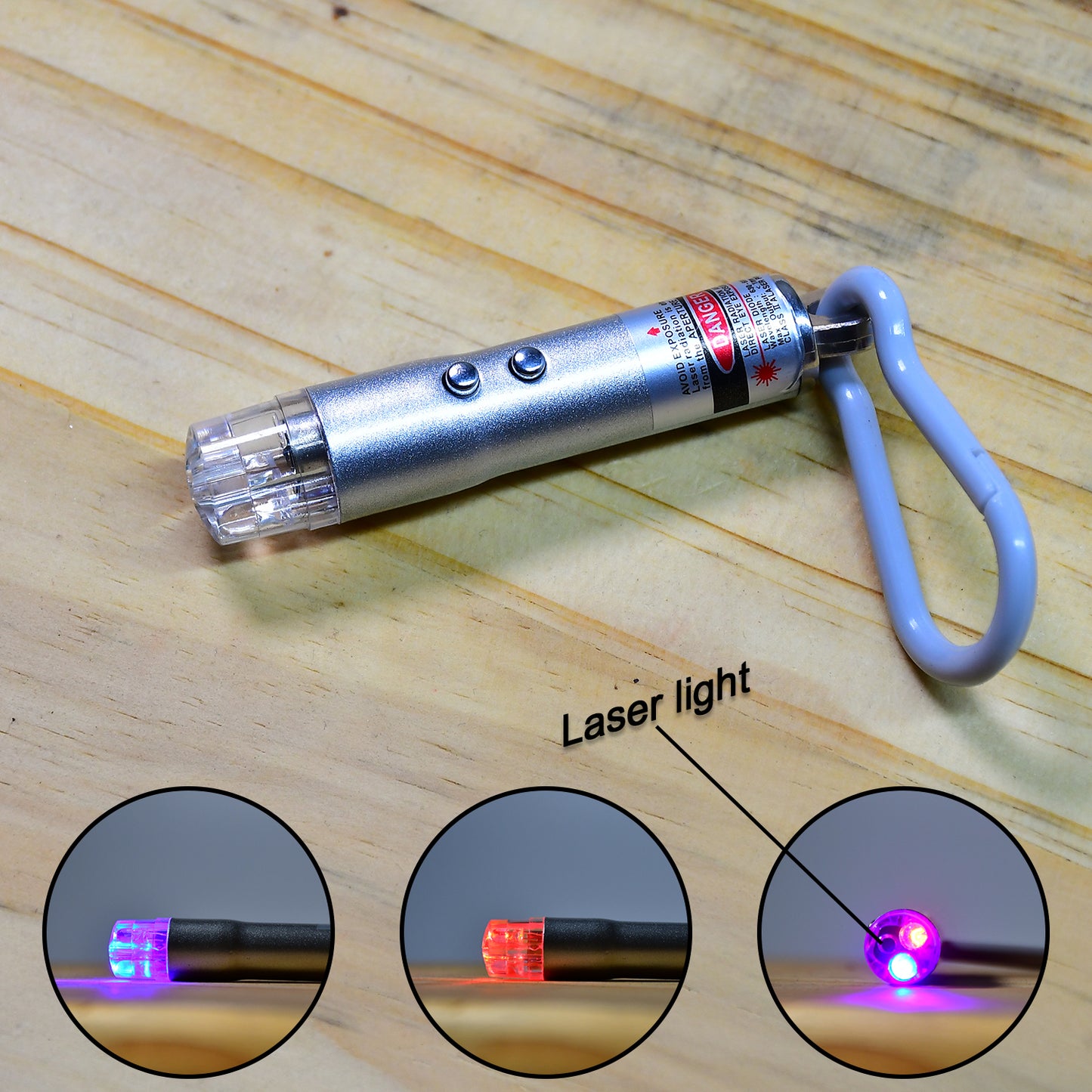 6427 3 In1 Laser Light Led Flashlight + Torch Keychain + Laser Pointer