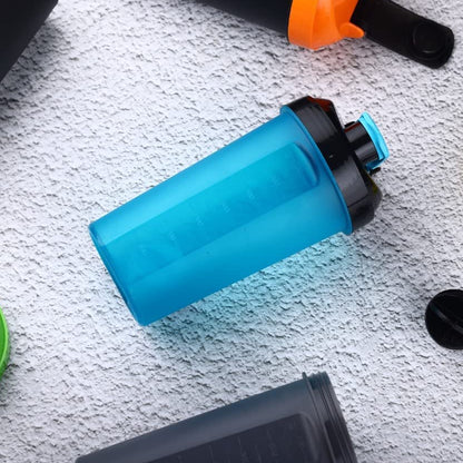 4879 700ml Protein Shaker Bottle With Powder Storage 3-compartment Gym Shake Blender