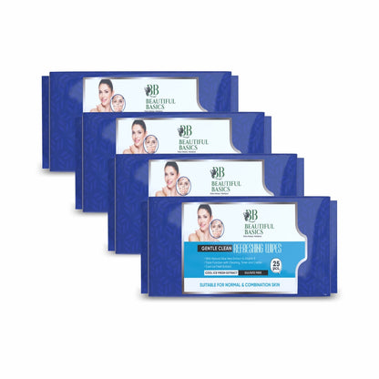 Beautiful Basics Dry Oily Sensitive  Normal Skin Face Wipes (4 Pkts X 100 Pcs Wipes)