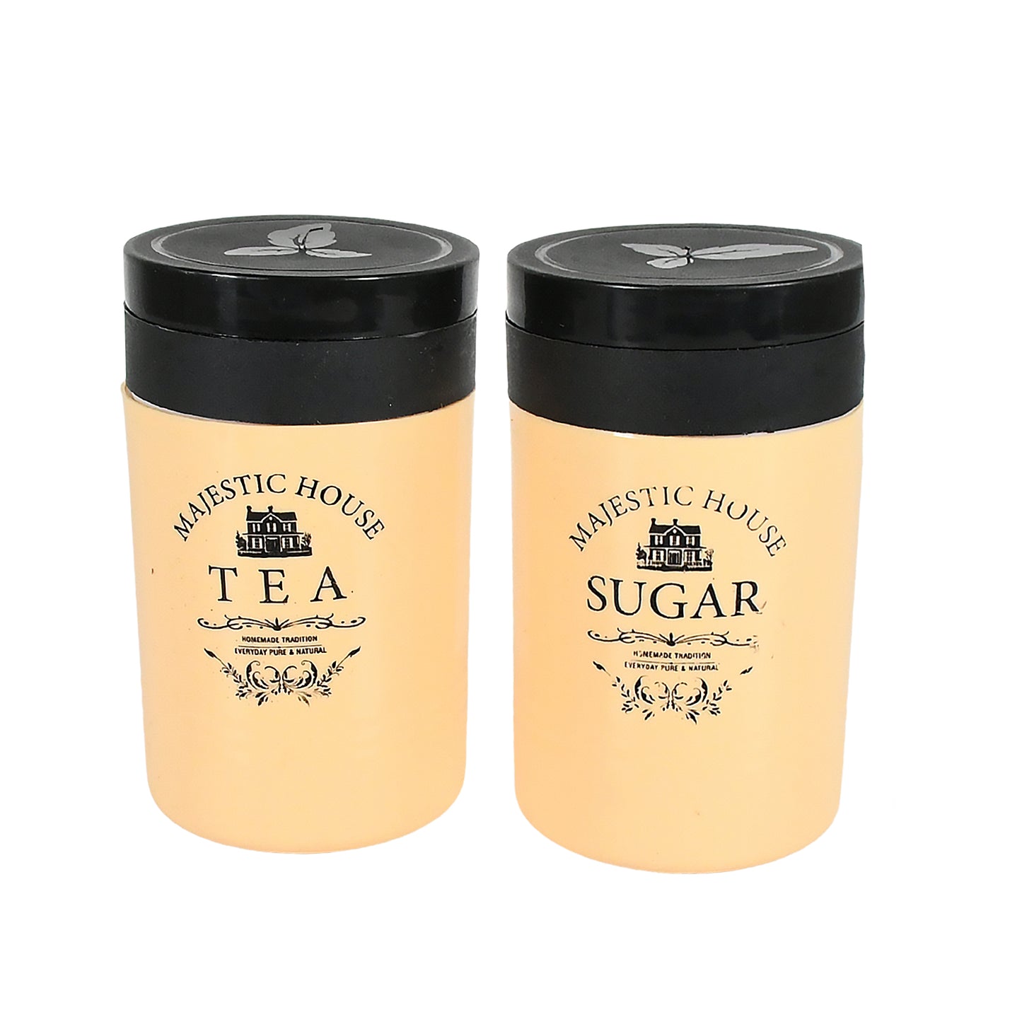 5640 Accurate Seal Tea Sugar Coffee Container Plastic Damru Shaped Tea Coffee Sugar Canisters Jar New Airtight Food Seal Containers For Salt Dry Fruit Grocery 2 Section (800 Ml Approx)