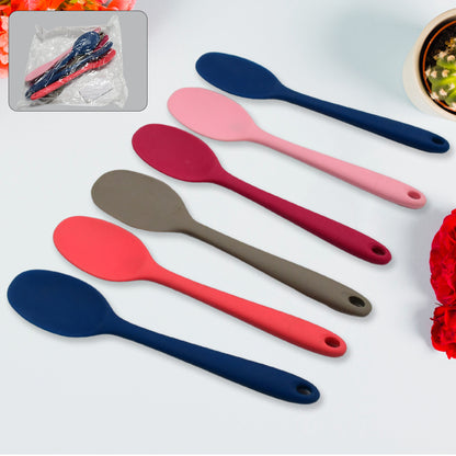 Multipurpose Silicone Spoon Silicone Basting Spoon Non-stick Kitchen Utensils Household Gadgets Heat-resistant Non Stick Spoons Kitchen Cookware Items Forcooking And Baking (6 Pcs Set)