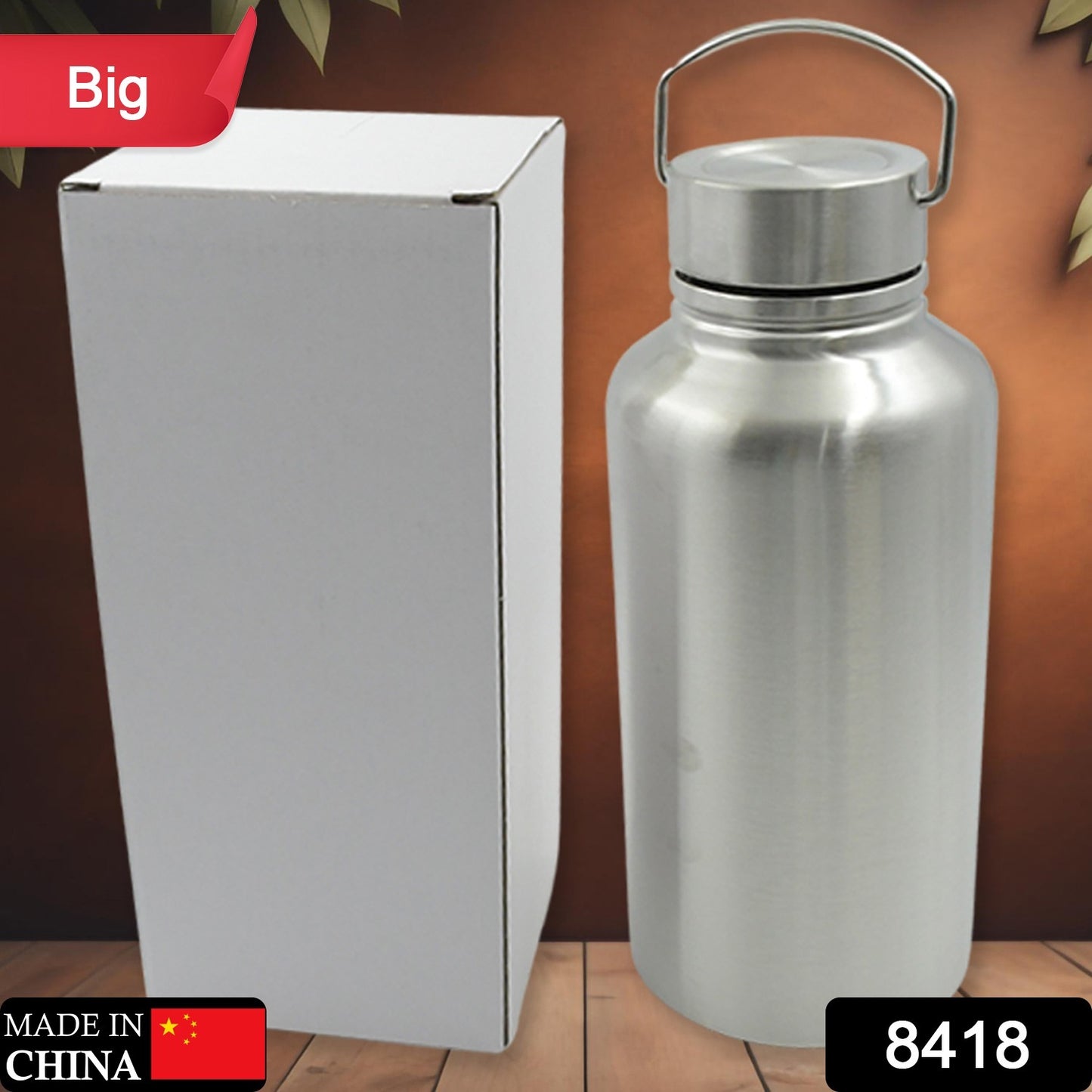 8418 Big Stainless Steel Water Bottle With Handle Fridge Water Bottle Stainless Steel Water Bottle Leak Proof Rust Proof Hot  Cold Drinks Gym Sipper Bpa Free Food Grade Quality Steel Fridge Bottle For Officegymschool (Big)