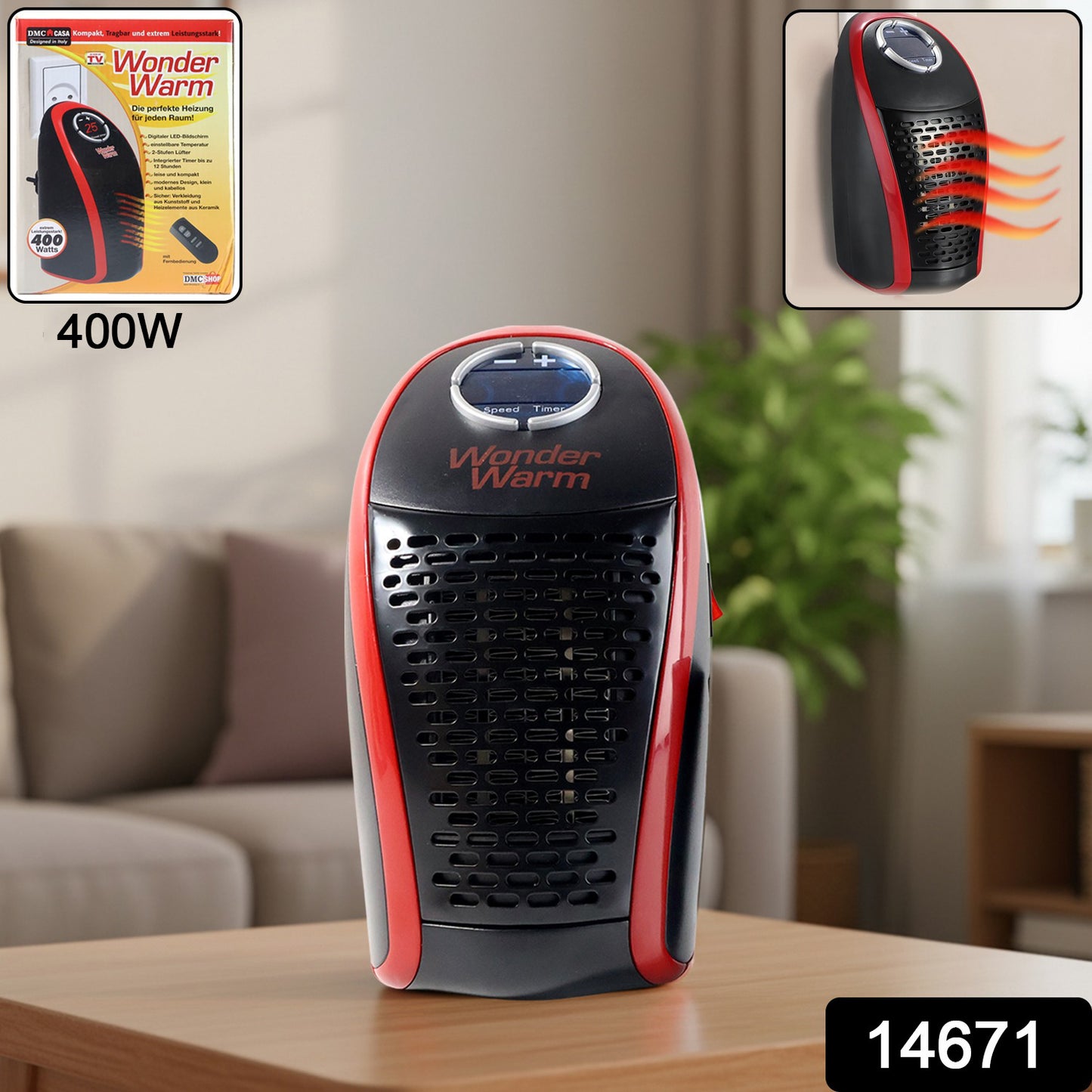 Wonder Warm 400w Wall Plug Room Heater (Without Remote 1 Pc)