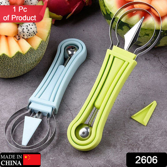 2606  4 In 1 Stainless Steel Melon Baller Seed Remover Sorbet Dessert Ball Spoon Fruit Digging Spoon Double Sided Fruit Scooper Watermelon Baller Scoop