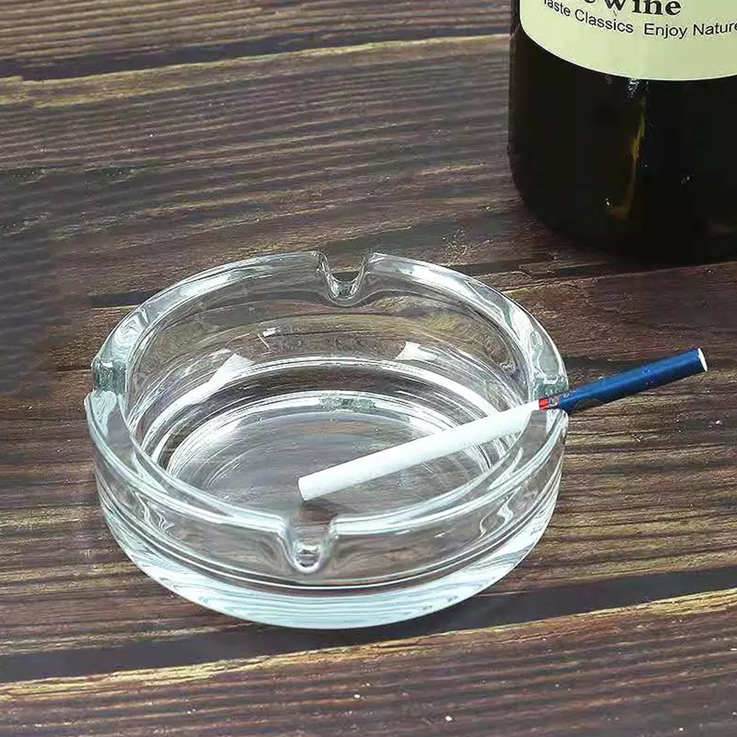 4061 Glass Classic Crystal Quality Cigar Cigarette Ashtray Round Tabletop For Home Office Indoor Outdoor Home Decor