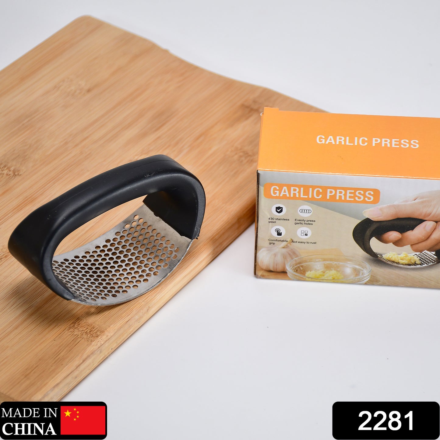 2281 Stainless Steel Garlic Presser Crusher (Multicolor)