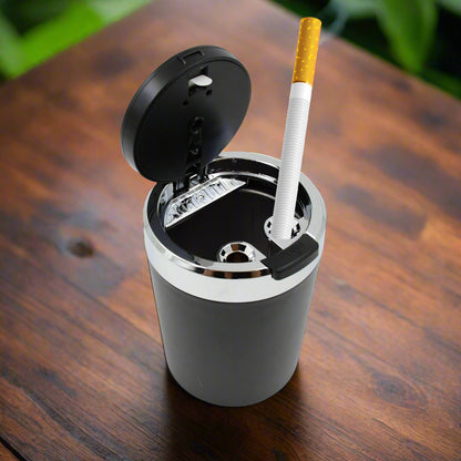 Portable Car Ashtray With Lid And Blue Led Light (1 Pc)