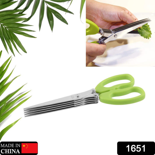 1651 Multifunction Vegetable Stainless Steel Herbs Scissor With 5 Blades