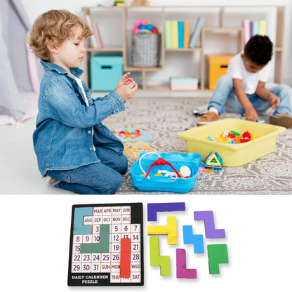 Wooden Daily Calendar Puzzle (Multicolor  1 Set)