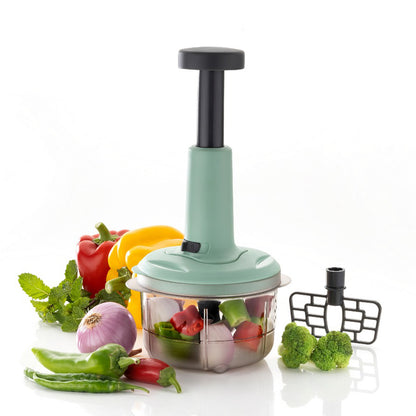 5102 2in1 Push Chopper 800ml Stainless Steel Blade Quick  Powerful Manual Hand Held Food Chopper To Chop  Cut Fruits Vegetables Herbs Onions For Salsa Salad