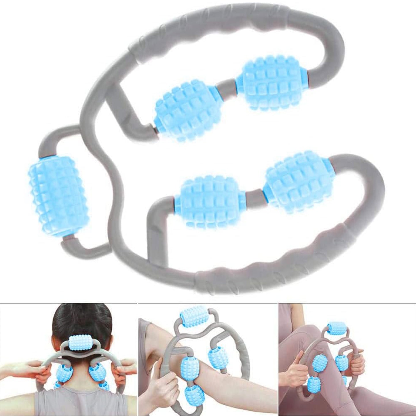 0265 Muscle Massage Roller 5 Wheels Relieve Soreness Leg Muscle Roller Fitness Roller Muscle Relaxer Massage Roller Ring Clip All Round Massaging Uniform Force Elastic Pp Drop Shaped For Home Use (1 Pc)