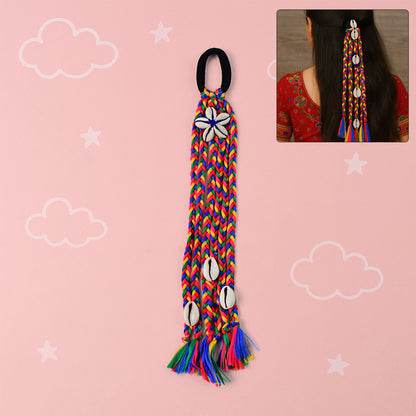 Traditional Multicolor Braided Hair Accessory Stylish Kodi String Bow (1 Pc)